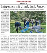 Zeitungsartikel vom Wiesbadener Kurier: Esel-Yoga-Tag mit Yogasalat